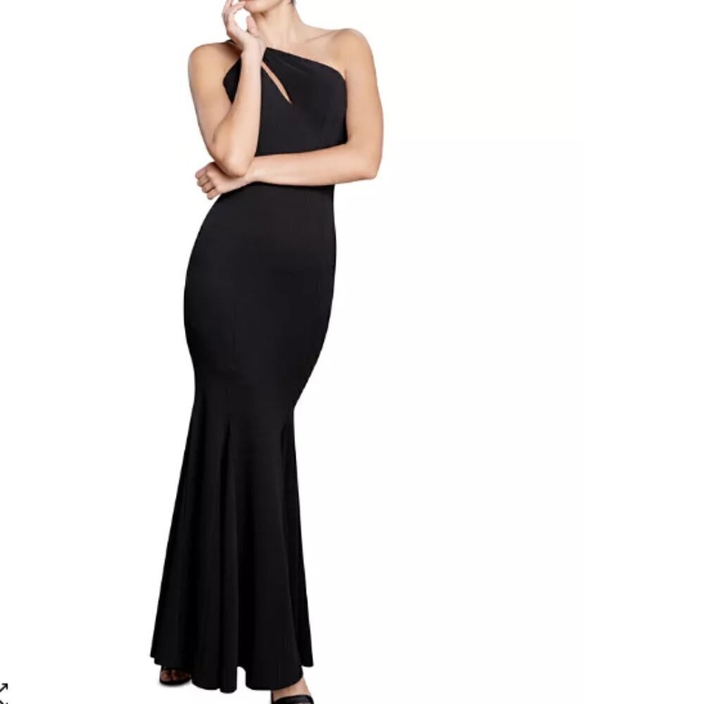 Dress The Population Ellis One Shoulder Gown in Black sz S‎